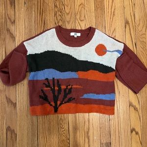 Desert Scene Cropped Sweater Size XXL